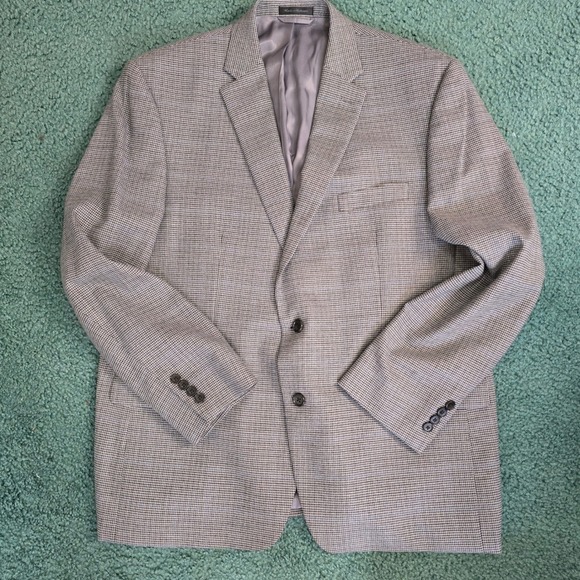 LAUREN Ralph Lauren Mens 46R Houndstooth Sport Coat Blazer Gray Black‎ Blue Prep - Picture 10 of 10
